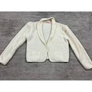 Collections Cardigan Women Medium Cream Vintage Shawl Collar Puffed Shoulder